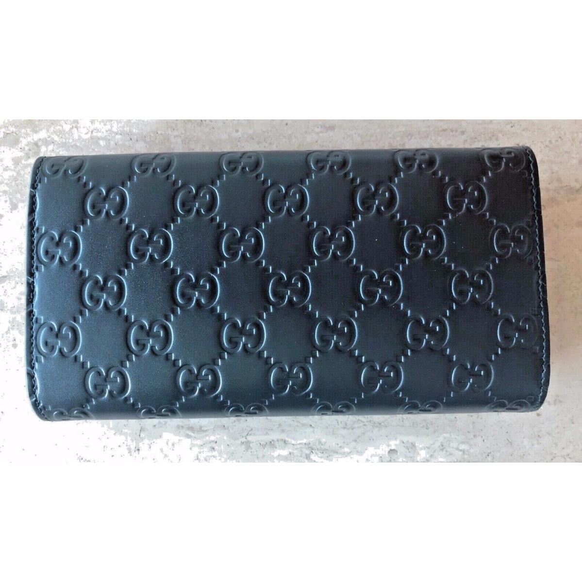 Gucci Signature Guccissima Black Clutch Fold Over GG Wallet Bag Purse Italy