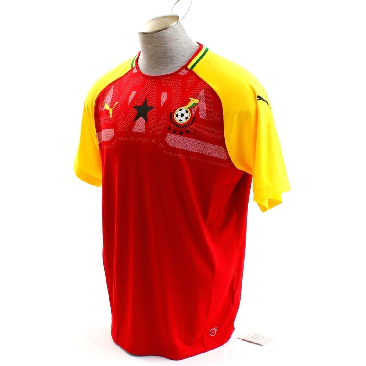 Puma Red Yellow Gfa Ghana Home Short Sleeve Jersey Men`s