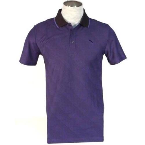 Puma Cell Moisture Wicking Purple Black Jacquard Short Sleeve Polo Shirt Men`s