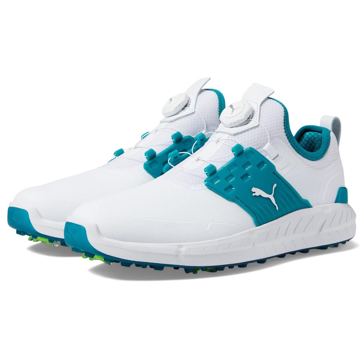 Man`s Sneakers Athletic Shoes Puma Golf Ignite Articulate Disc Puma White/Puma Silver/Green Lagoon