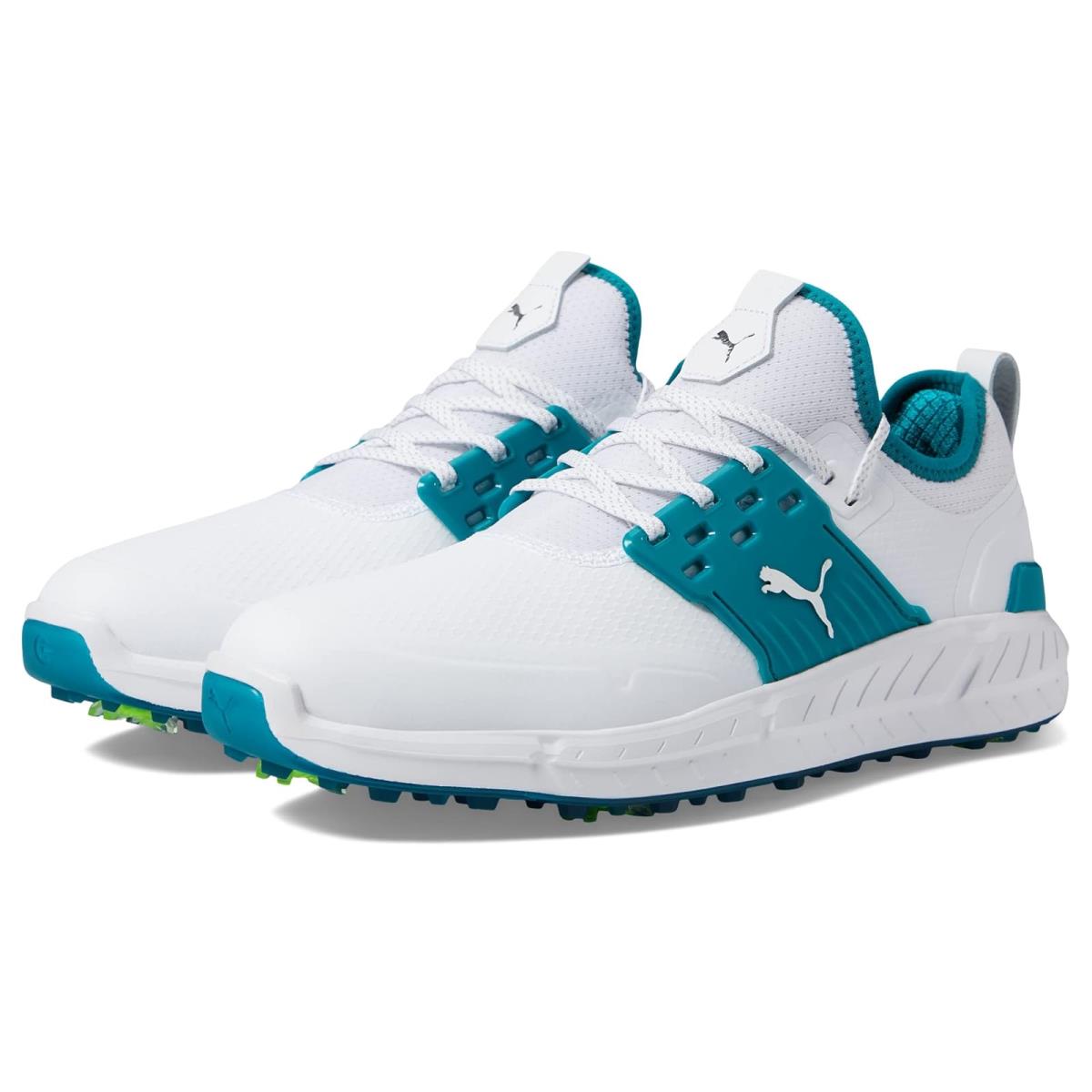 Man`s Sneakers Athletic Shoes Puma Golf Ignite Articulate Puma White/Puma Silver/Green Lagoon