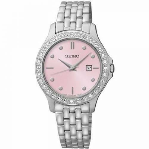 Seiko Women`s Watch SXDF89 Swarovski Crystal Steel Japanese Quartz Wristwatch BN