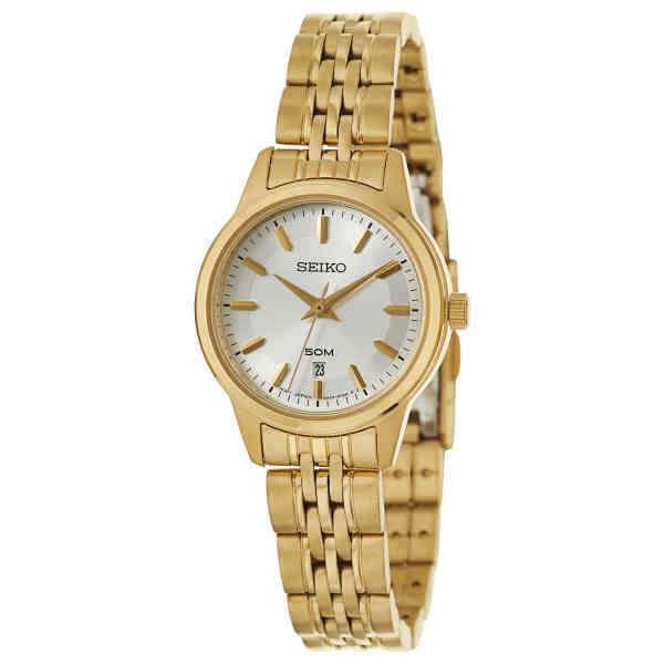 Seiko Women`s Watch SUR892 Gold Toned Stainless Steel Japanese Quartz Wristwatch