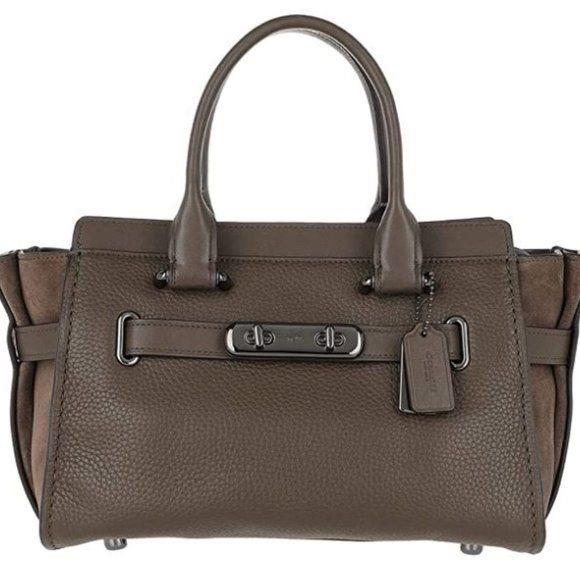 Coach 12117 Swagger 27 Pebble Leather Satchel in Dkliq Fatigue