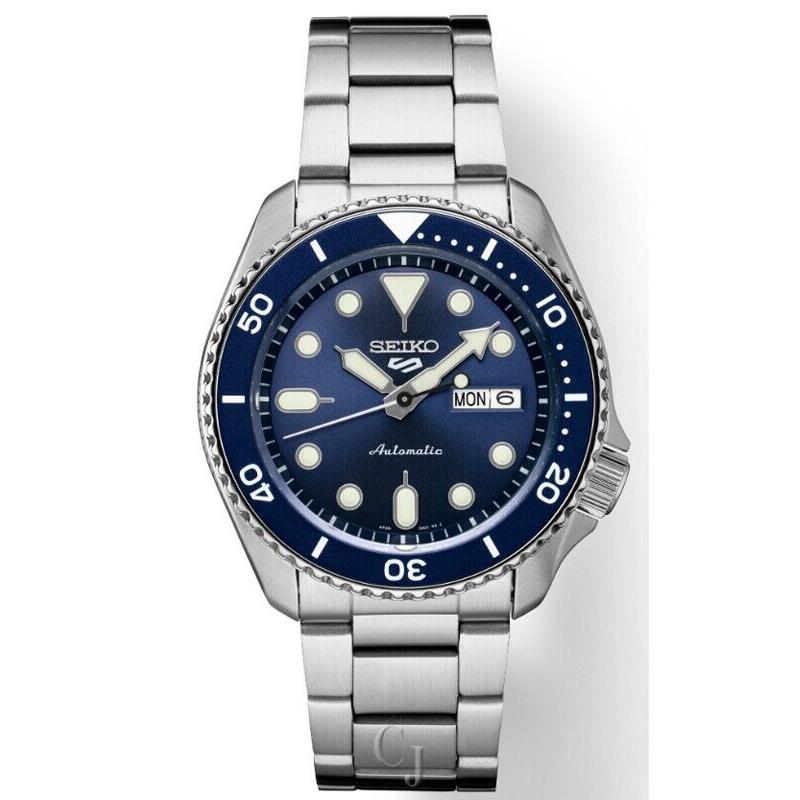 Seiko 5 Sports Automatic Blue Sunray Dial SRPD51 - Blue Dial, Silver Band, Blue Bezel