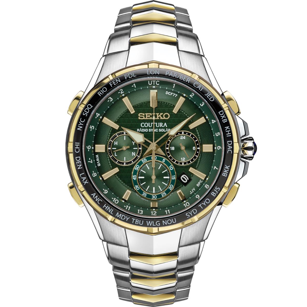 Seiko Men`s Coutura Radio Sync Solar Chronograph Two-tone Watch SSG022