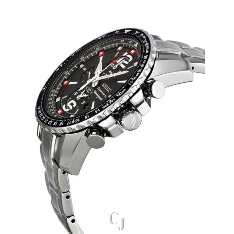 Seiko Sportura Aviator Chronograph Black Dial Watch SNAE95