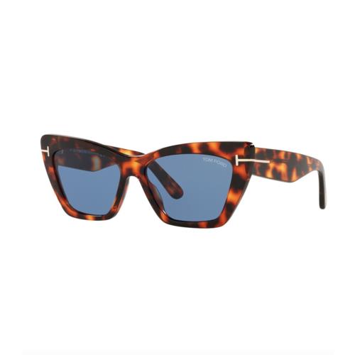Tom Ford Wyatt FT0871 55V Sunglasses Coloured Havana Frame Blue Lenses 56mm