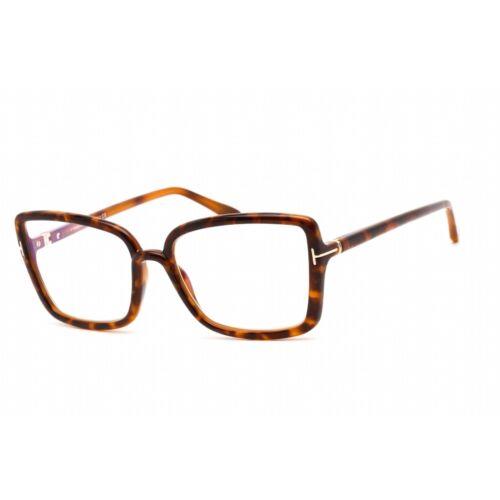 Tom Ford Women`s Eyeglasses Shiny Vintage Havana Plastic Cat Eye FT5813-B 055