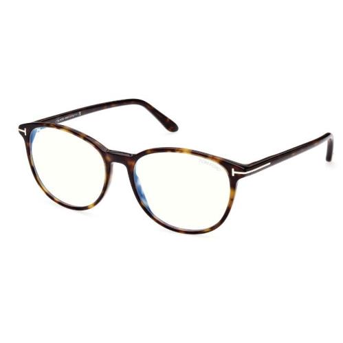 Tom Ford FT5810-B 052 Classic Dark Havana/blue Block Cat-eye Men`s Eyeglasses