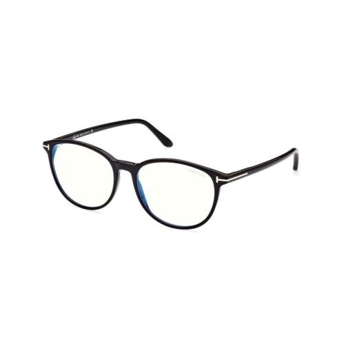 Tom Ford FT5810-B 001 Shiny Black/blue Block Cat-eye Men`s Eyeglasses