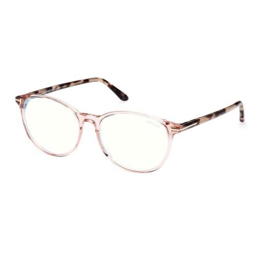 Tom Ford FT5810-B 072 Transparent Pink/blue Block Cat-eye Men`s Eyeglasses