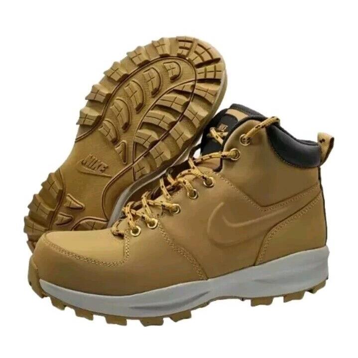 Nike Mens Manoa Leather Boots Size 8.5 Water Resistant Wheat Tan 454350-700 - Beige