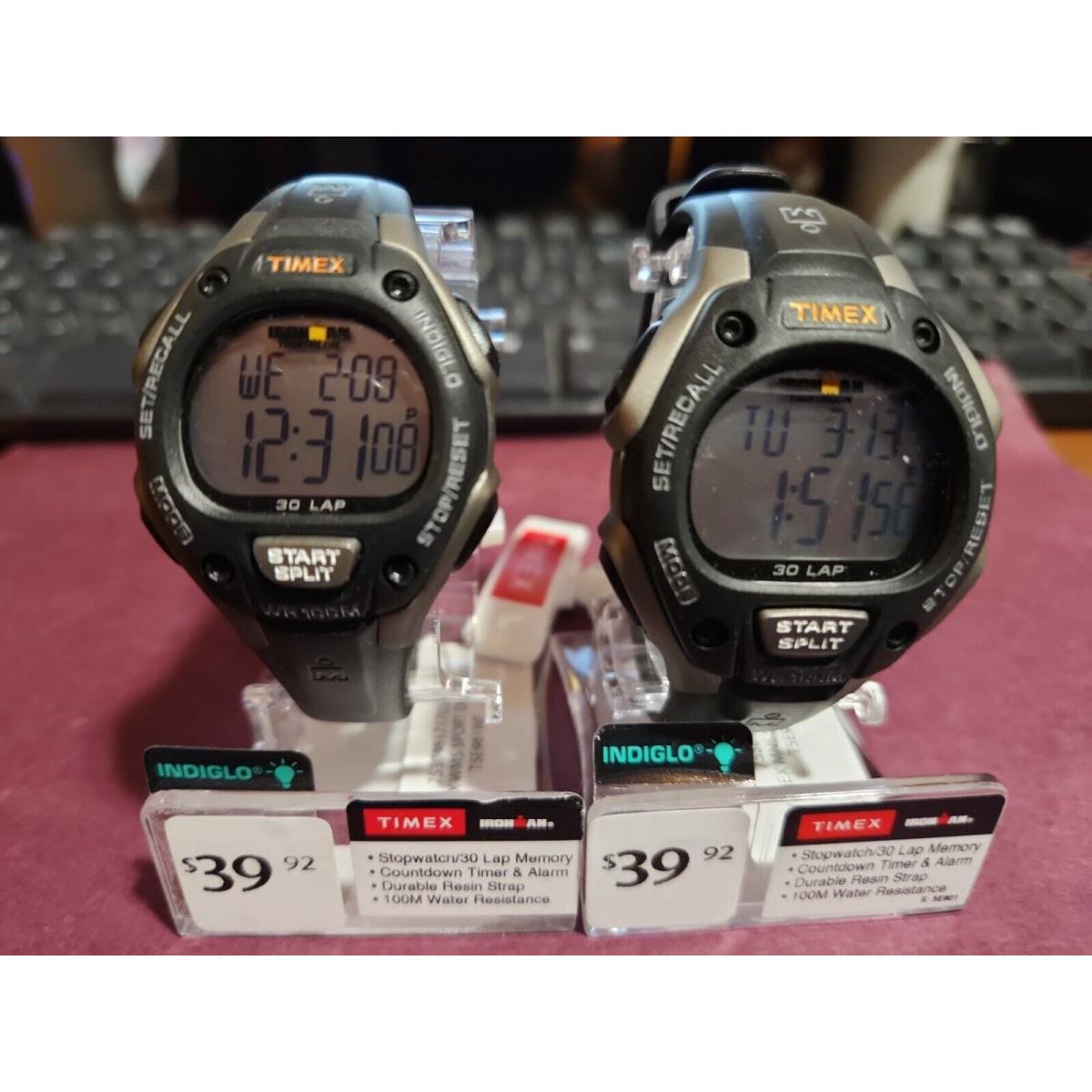 Timex T5E901 906 His and Hers Wristwatch 30 Lap Memory-timer Alarm-100M WR