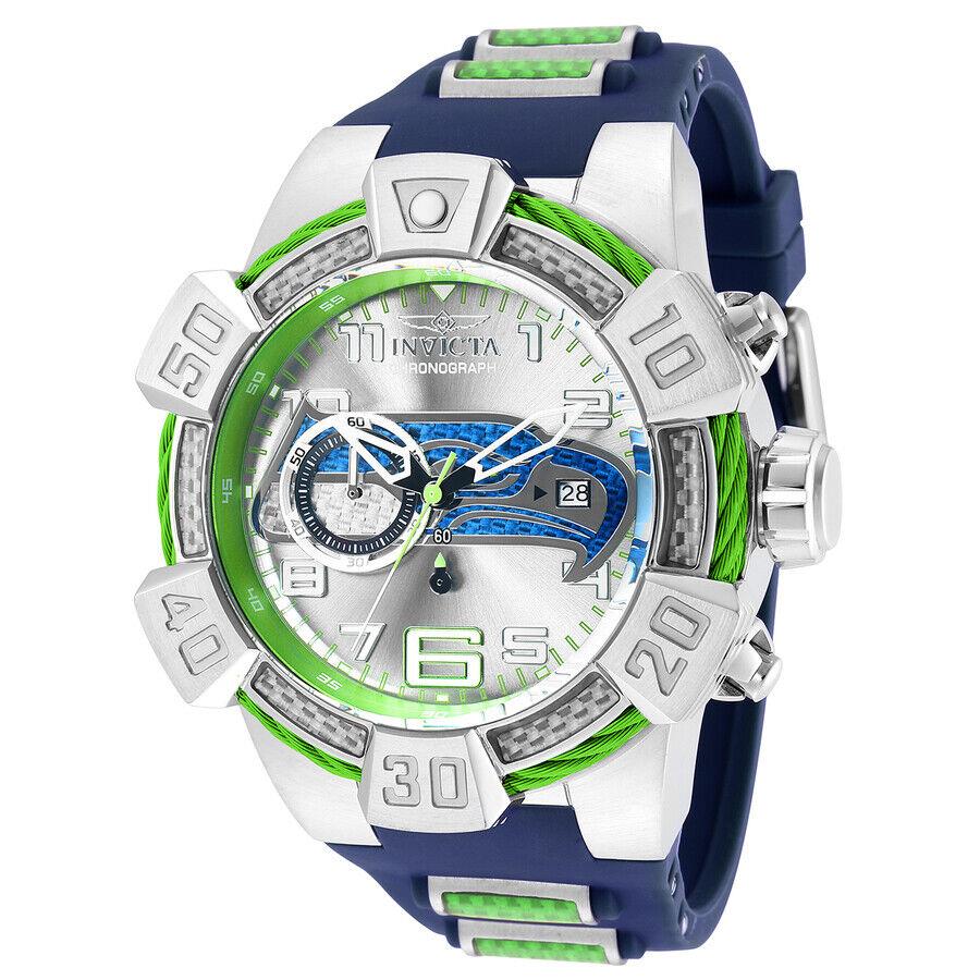 Invicta Nfl Seattle Seahawks Men Silver-tone Dial Men`s Watch 35869