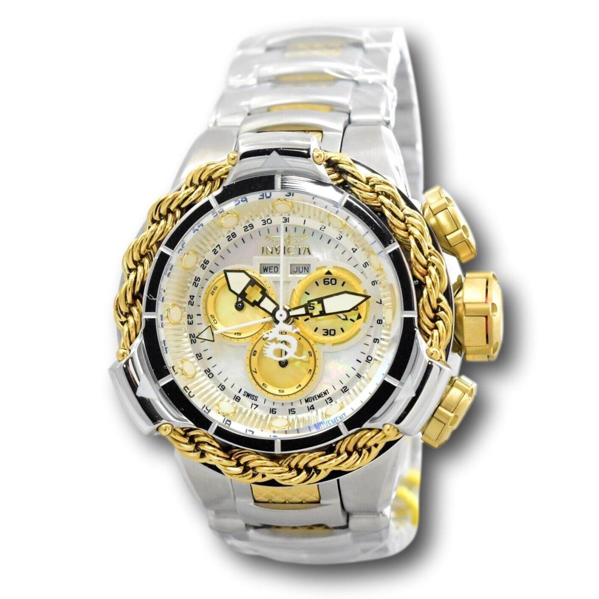 Invicta Subaqua Alpha Men`s 50mm Master Calendar Swiss Chrono Mop Watch 36000 - Dial: Silver, Band: Multicolor, Bezel: Gold, Silver, Yellow