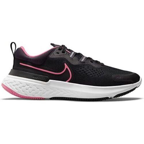 Nike Women`s React Miler 2 Running Shoes Black/pink 8 B M US