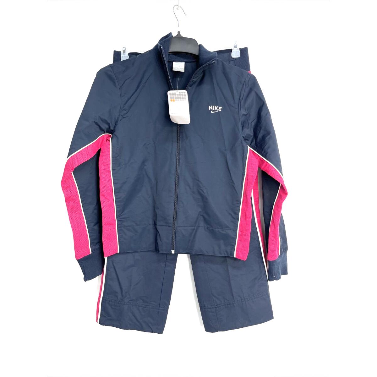 Nike Women`s Windbreaker Track Suit Size Medium 8/10 Blue/pink 2004