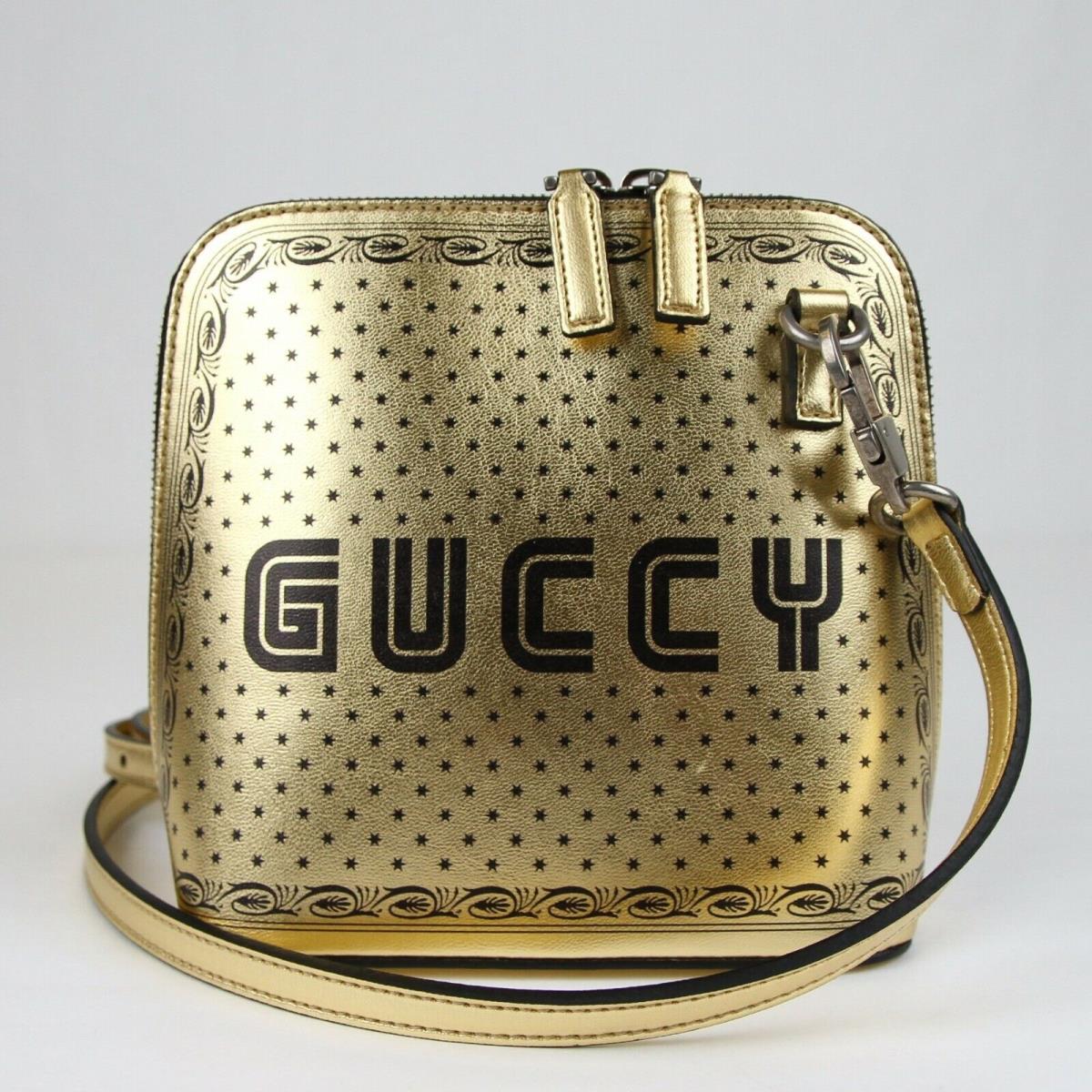 Gucci Gold Guccy Sega Script Dome Mini Crossbody Shoulder Bag 511189 8275