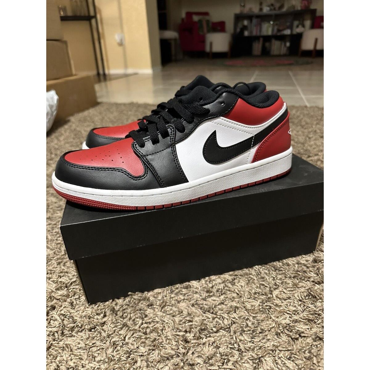 Nike Air Jordan 1 Low Bred Toe Black Red White 553558-612