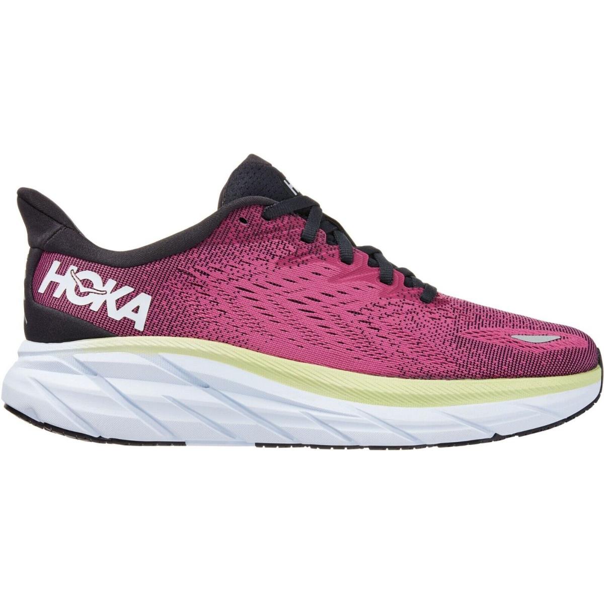 Hoka One One Clifton 8 Women`s Running Shoes Graphite Ibis Rose Sizes 5-12 - Rose