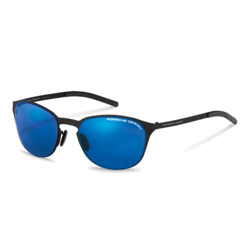 Porsche Design P8666 A Sunglasses Matte Black / Grey Mirrored Blue Round Square
