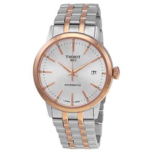 Tissot Classic Dream Swissmatic Silver Dial Men`s Watch T129.407.22.031.00 - Silver Dial, Two-tone (Silver-tone and Rose Gold PVD) Band