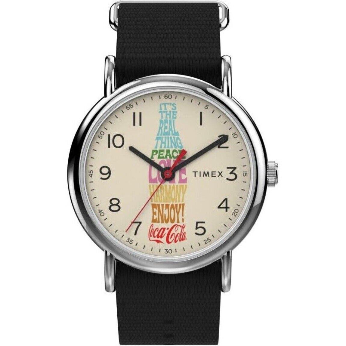 Timex Unisex Weekender Coca Cola Cream Dial Quartz Black Watch 38mm TW2V29800