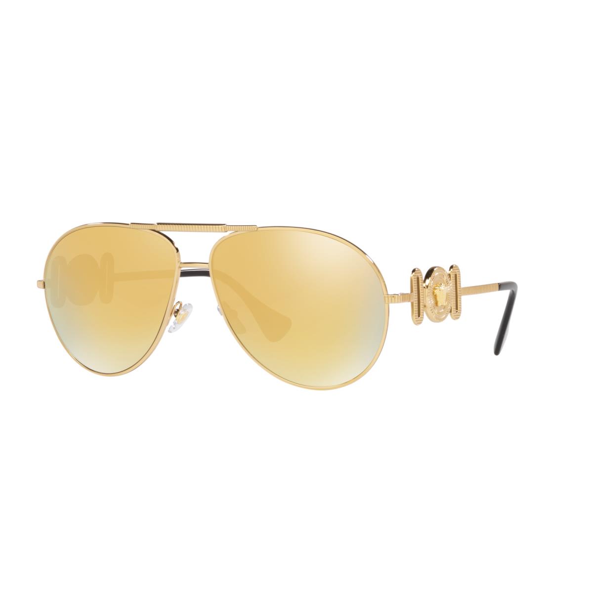 Versace Sunglasses VE2249 10027P 65mm Gold / Brown Mirror Gold Lens - Frame: Gold, Lens: Brown Mirror Gold