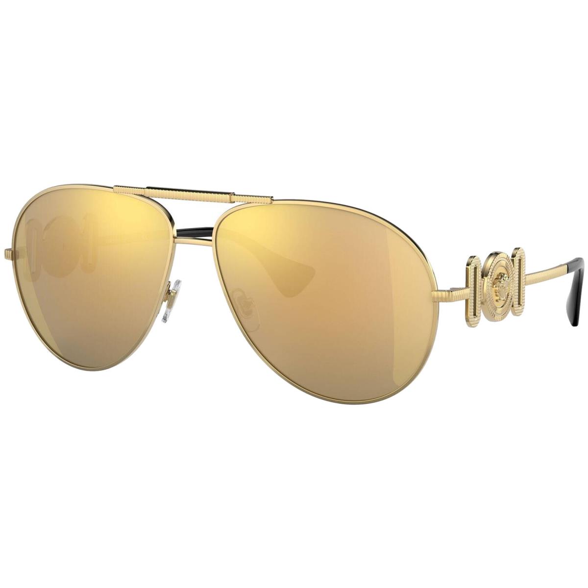 Versace Gold-tone Oversize Aviator Sunglasses - VE2249 10027P 65 - Italy - Frame: Gold-Tone, Lens: Brown/Gold