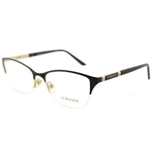 Versace VE 1218 1342 Black Gold Metal Cat-eye Eyeglasses 53mm