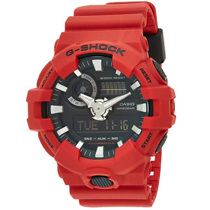 G-shock Quartz Red Rubber Shock Resistant Casio Men`s Watch GA-700-4ACR