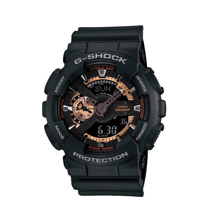 Casio G-shock GA110RG-1A Men`s XL 3D Matte Black Rose Bronze Analog-digi Watch