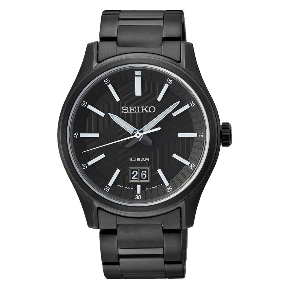 Seiko SUR515 Men`s Quartz Black Ion Plated Stainless Steel Watch