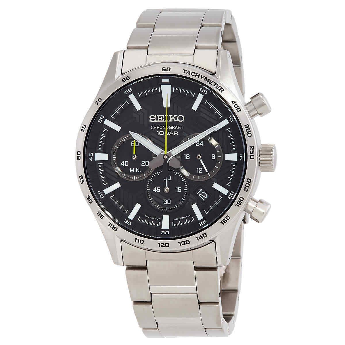 Seiko Chronograph Quartz Black Dial Men`s Watch SSB413P1