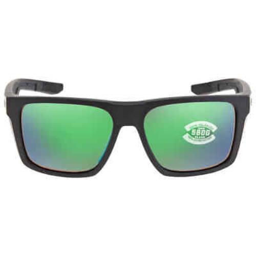 Costa Del Mar Lido Green Mirror Polarized Glass Men`s Sunglasses 6S9104 910402 - Frame: Black, Lens: Green