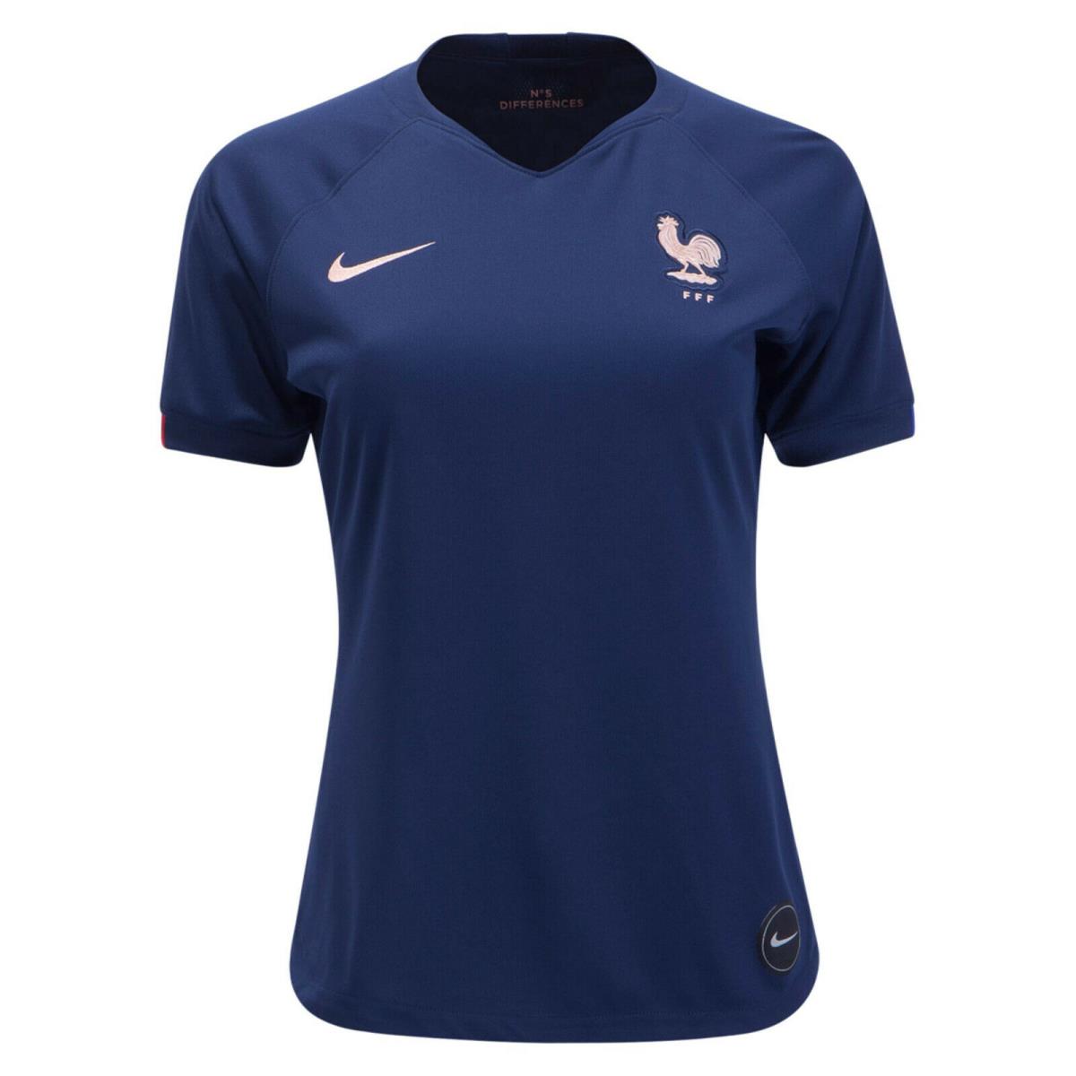 Nike Women`s France 2019 Stadium Home Soccer Jersey sz L Large Blue