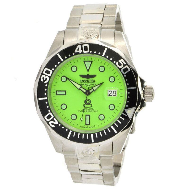 Invicta 10641 Men`s Grand Diver Automatic Stainless Steel Green Dial Dive Watch - Dial: Green, Band: Silver