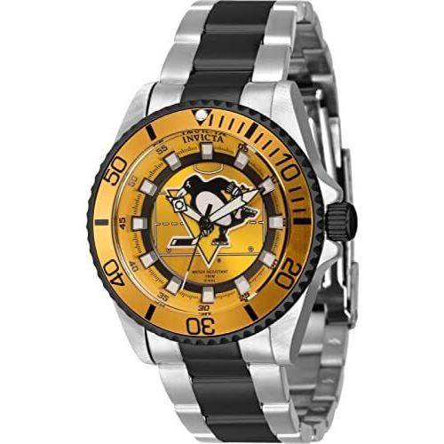 Invicta Women`s 42208 Nhl Quartz 3 Hand Black Yellow White Dial Watch