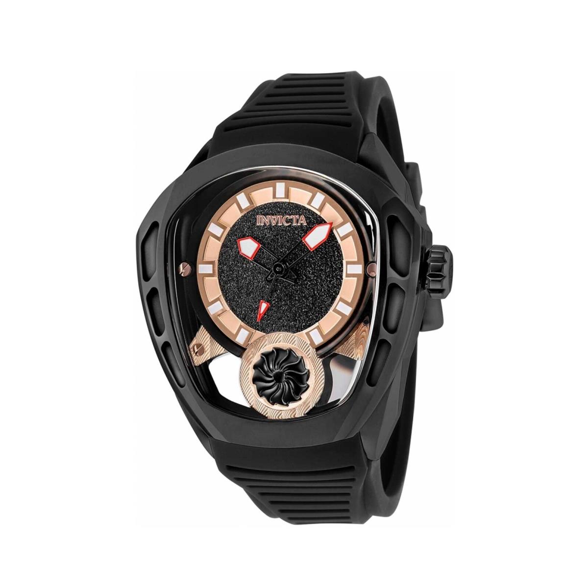 Invicta Men`s Watch Akula Automatic Rose Gold Tone and Black Dial Strap 35445 - Dial: Rose Gold, Black, Band: Black