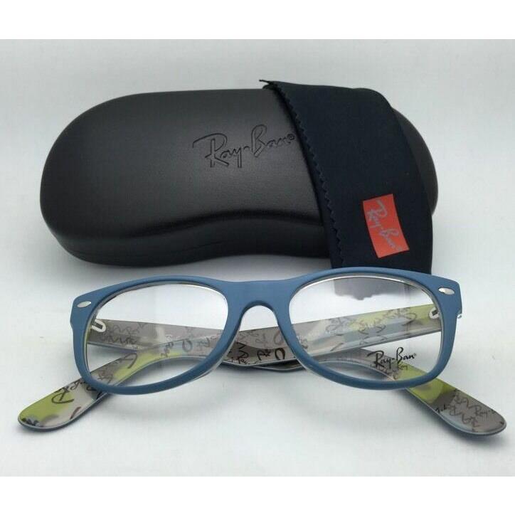 Ray-Ban eyeglasses  - Top Matte Blue on LogoMania (Text Camouflage) Frame, Clear Demo with imprint Lens 8