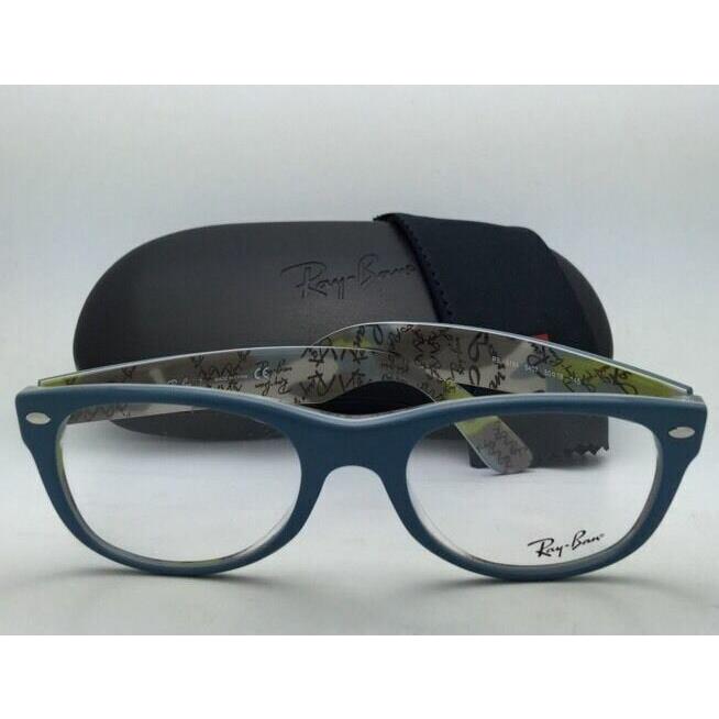 Ray-Ban eyeglasses  - Top Matte Blue on LogoMania (Text Camouflage) Frame, Clear Demo with imprint Lens 0