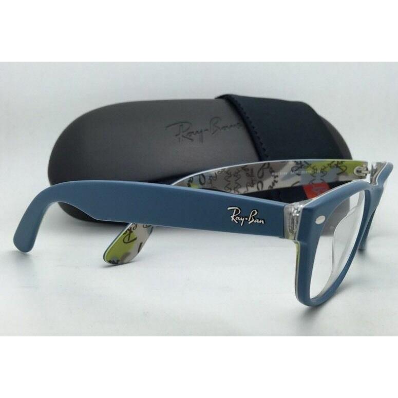 Ray-Ban eyeglasses  - Top Matte Blue on LogoMania (Text Camouflage) Frame, Clear Demo with imprint Lens 3