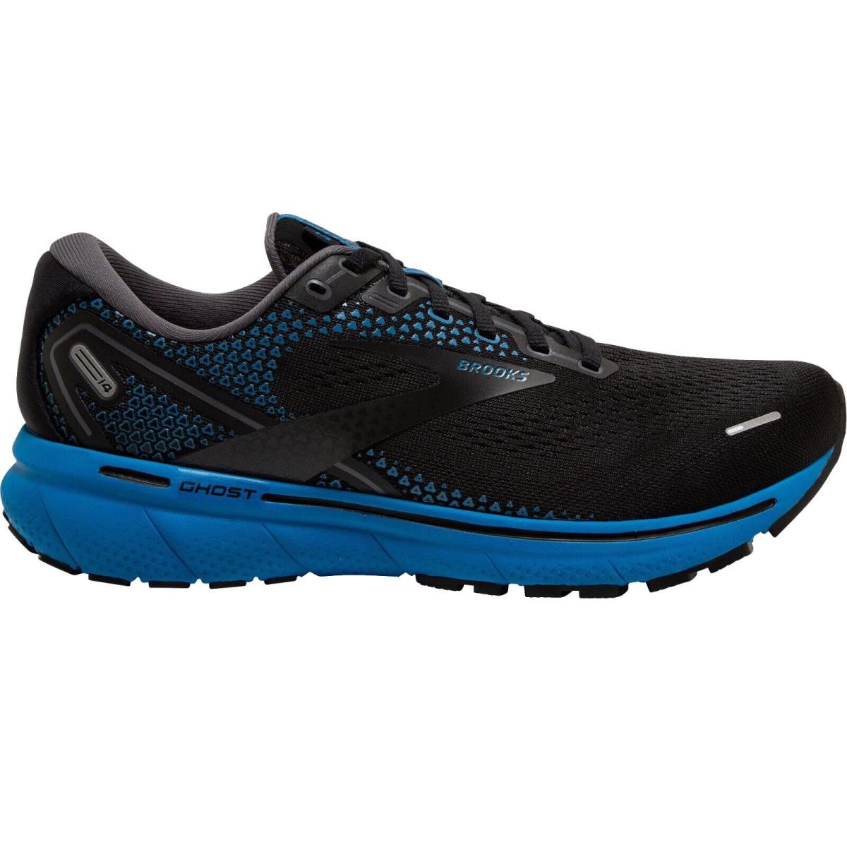 Men`s Brooks Ghost 14 Cushion Neutral Running Shoes Black / Blue (056)