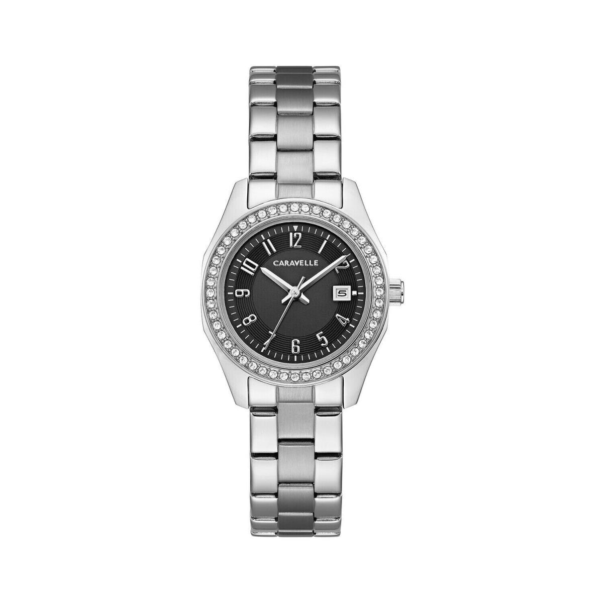 Bulova Caravelle Women`s Crystal Bezel Silver Watch 43M121 - Dial: , Band: , Bezel: Gold