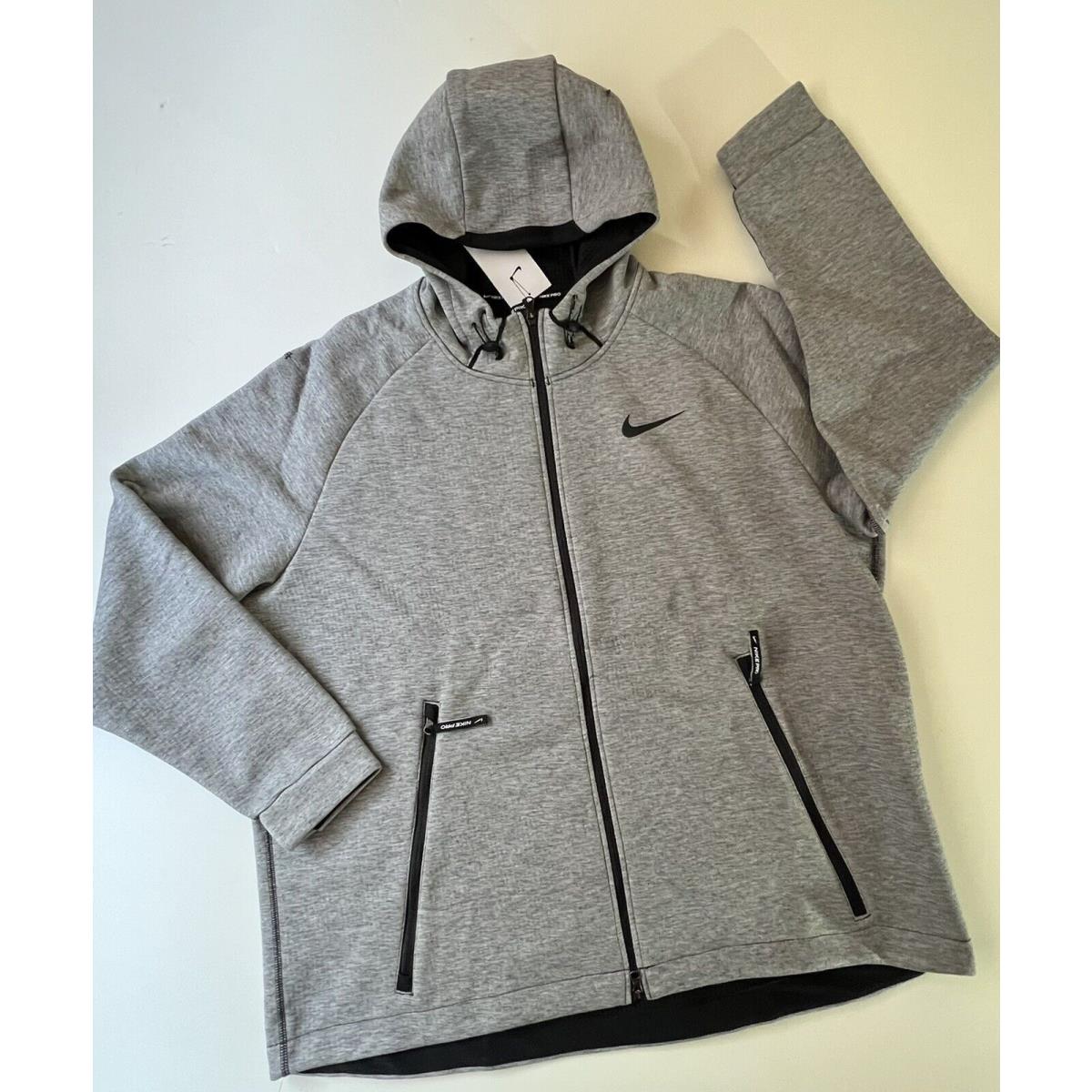 Nike Therma-fit Full-zip Men`s Training Hoodie Jacket Gray Black DD1878-010