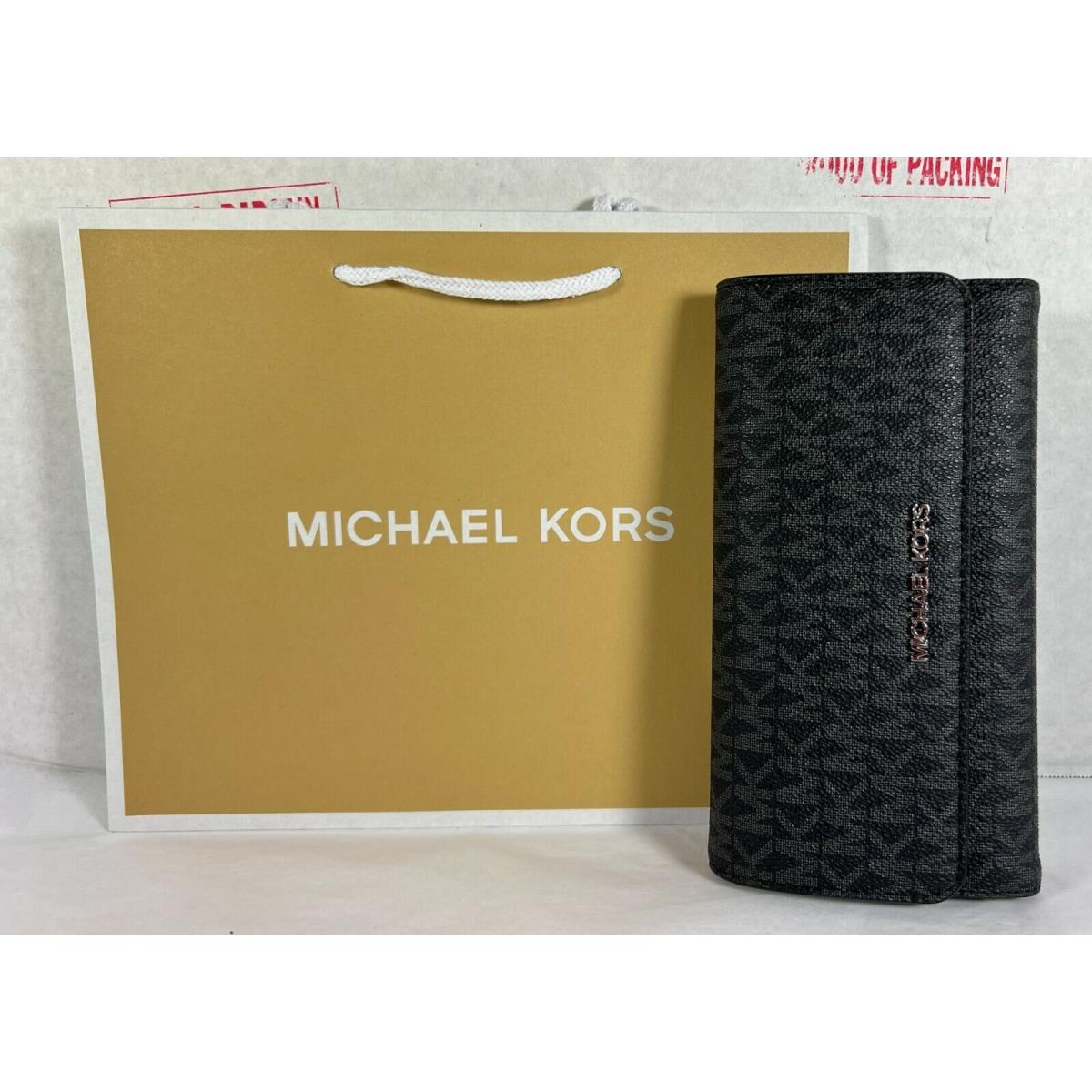Michael Kors Jet Set Travel MK Signature Leather Large Trifold Wallet