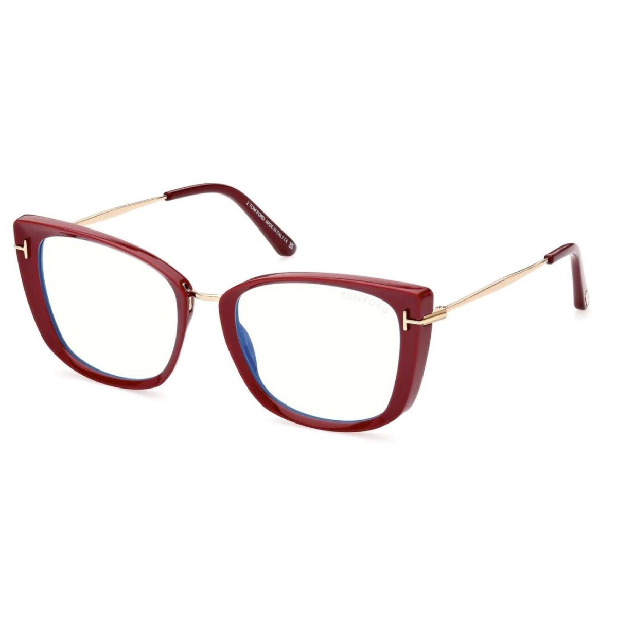 Tom Ford FT5816-B 074 Shiny Fuchsia/blue Block Cat-eye Women`s Eyeglasses