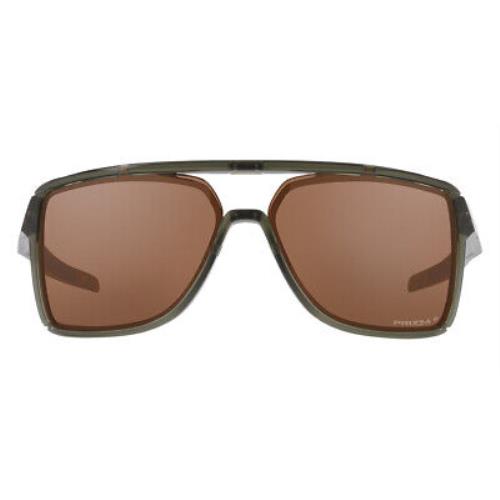 Oakley Castel OO9147 Sunglasses Men Rectangle 63mm - Olive Ink / Prizm Tungsten Polarized Frame, Prizm Tungsten Polarized Lens