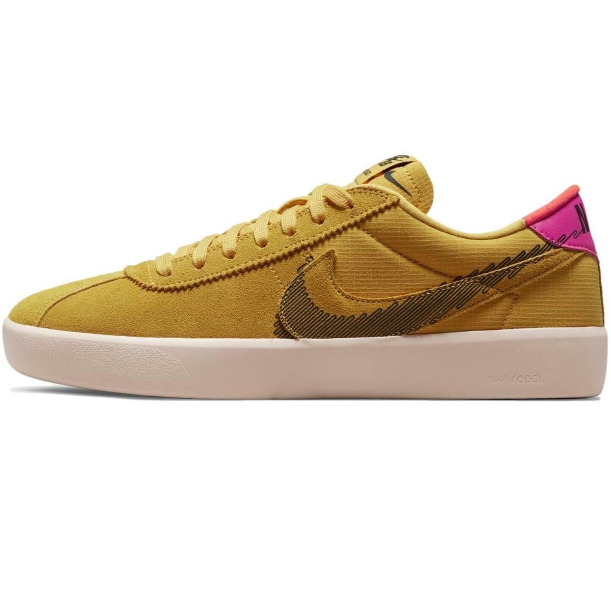 Size 10 - Nike Men`s Bruin React SB `pollen` Skate Shoes CV5980-700 - Yellow
